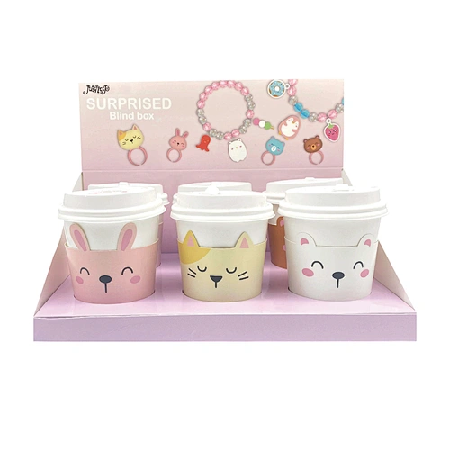 DIY Beads & Rings Set Blind Box - 6 Assorted Designs(Milk Tea Cup)